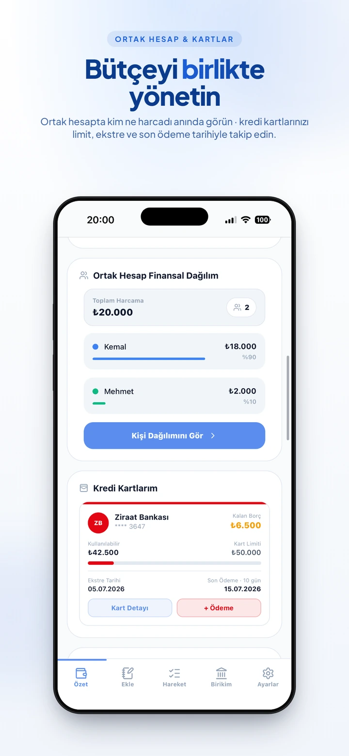 Ortak hesap ekranı